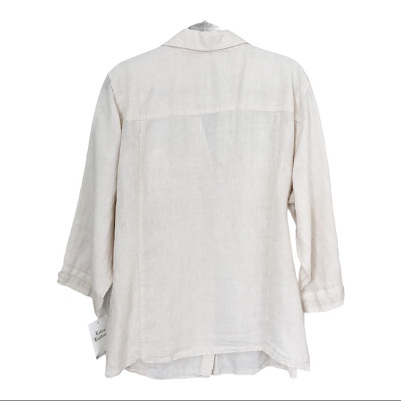 JM Collection Plus Size Button Down Linen Blouse - Picture 2 of 12